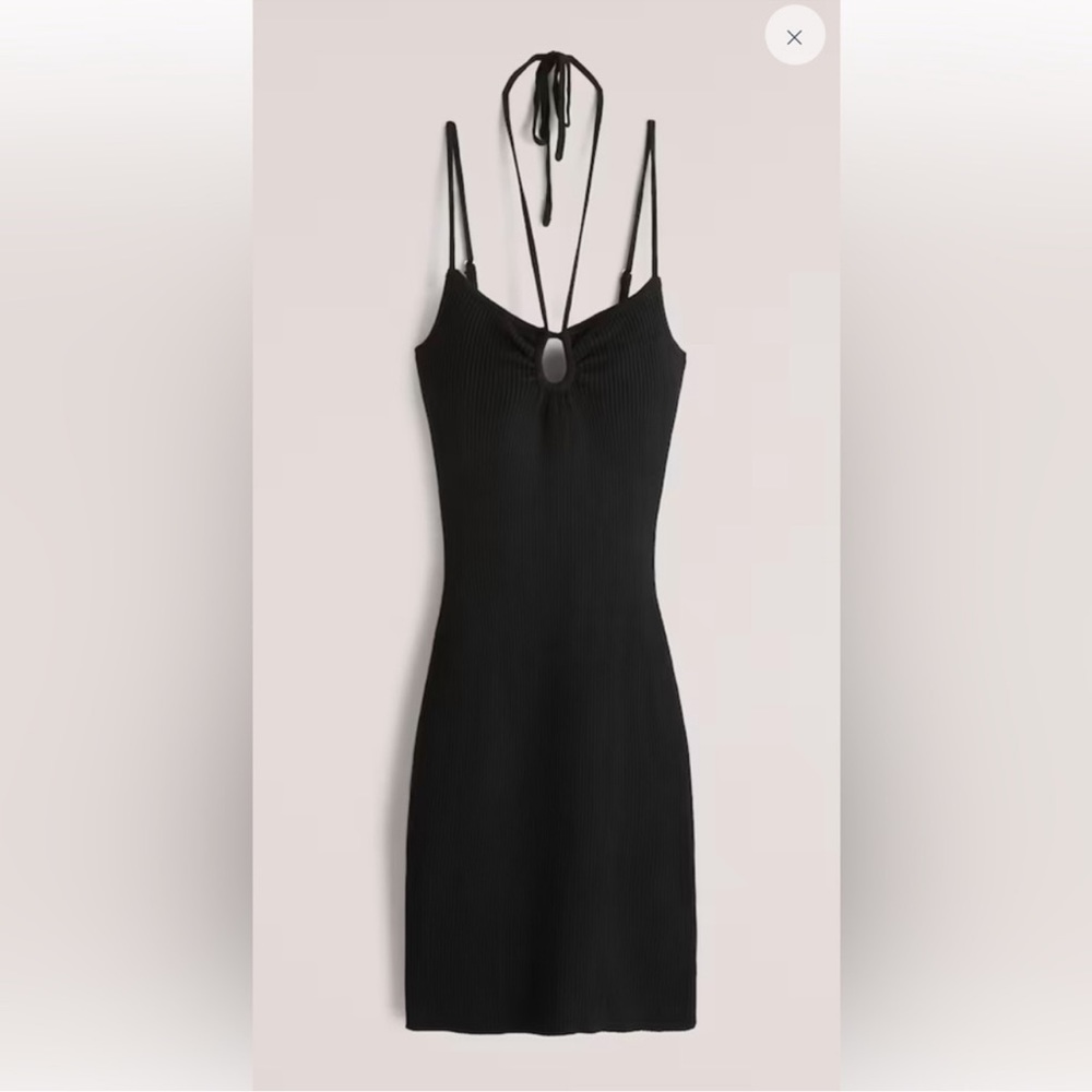 NWT A&F Strappy Halter Mini Dress Black